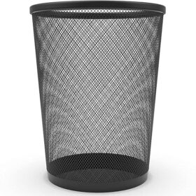 AVLASH ® Circular Mesh Waste Bin, Lightweight Waste Basket Garbage Can, Metal Trash Bin for Kitchens Home Offices Dorm Rooms Living Rooms Bedrooms (Black)